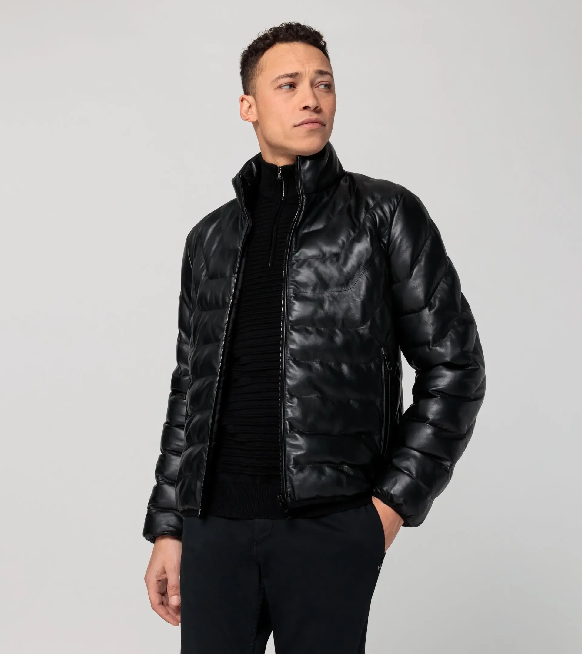 Athleisure padded leather jacket | PORSCHE SHOP