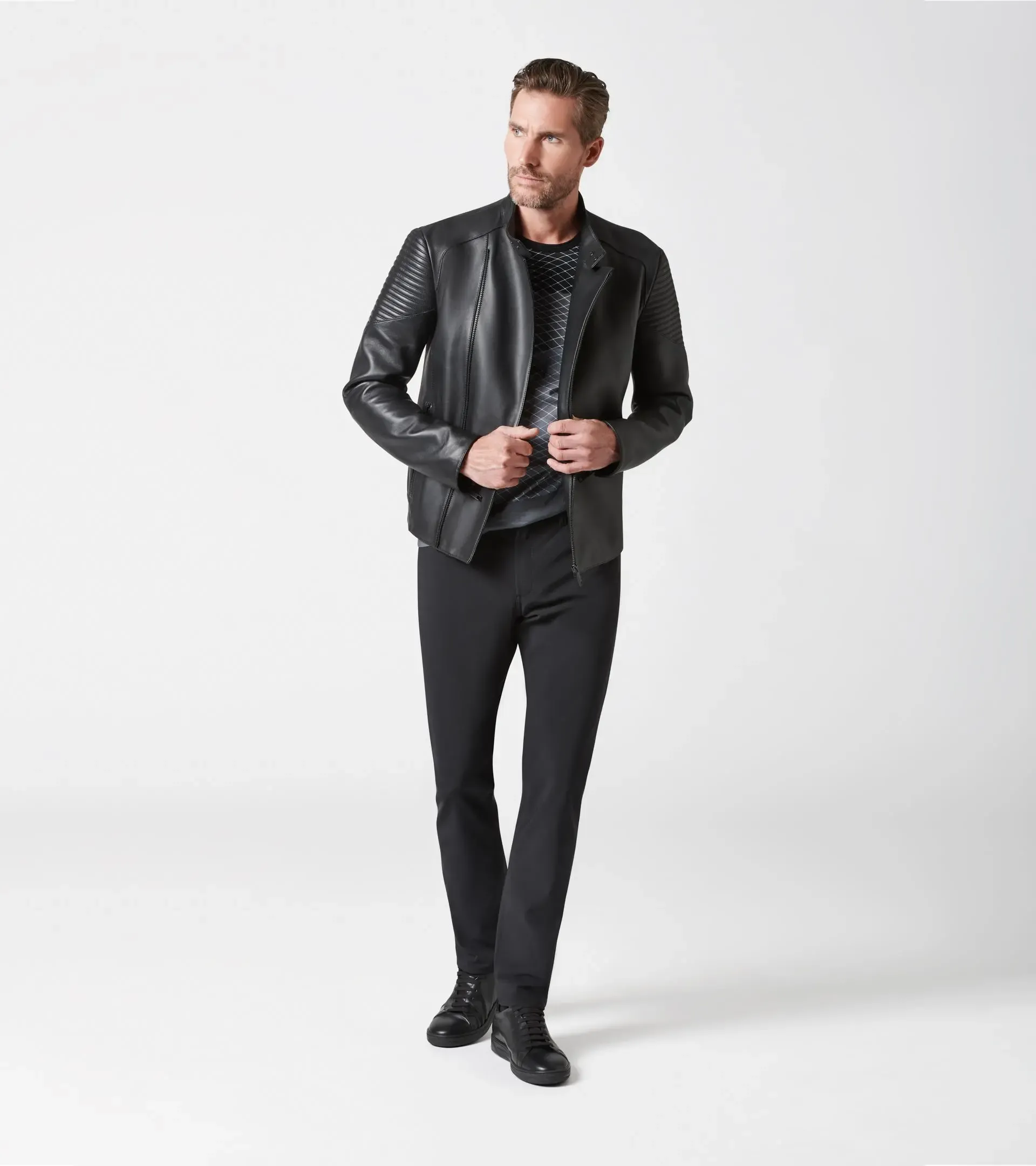 Asymmetric Zip MotoX Leather Jacket | PORSCHE SHOP