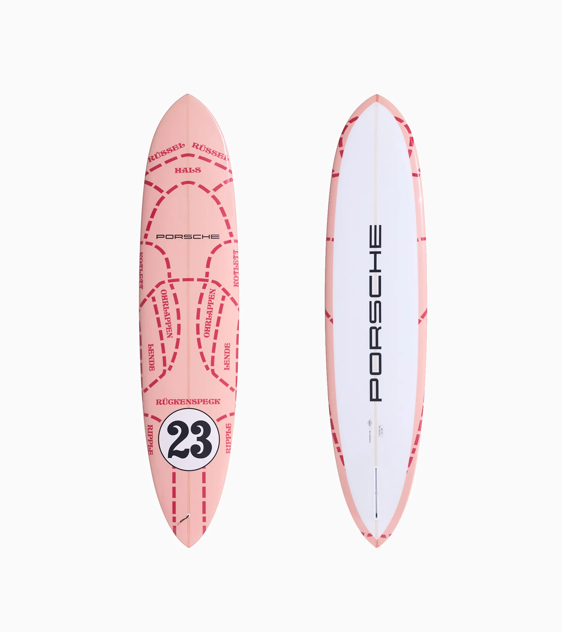 Custom-made Porsche x Almond Cash-Yew II Surfboard (7' 10")