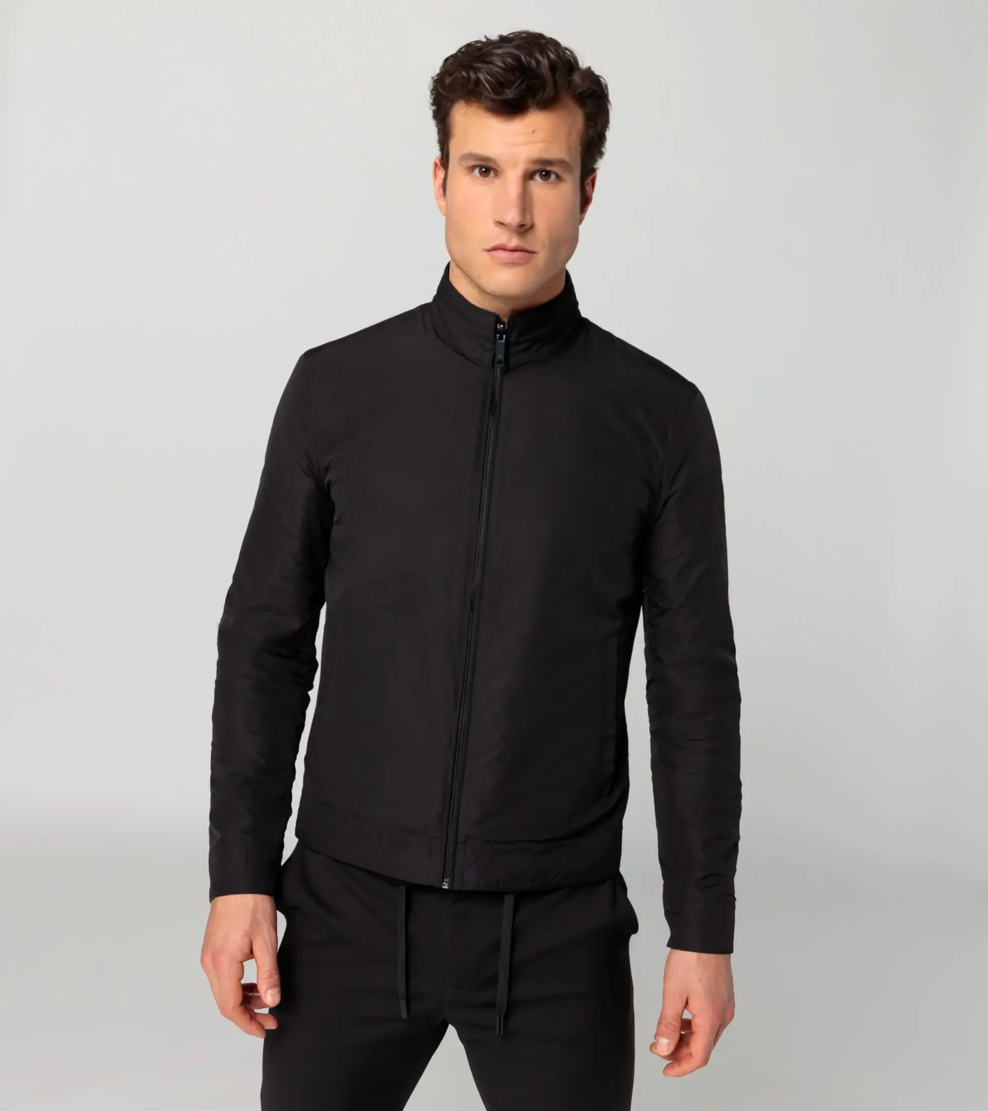 Athleisure reverse leather jacket