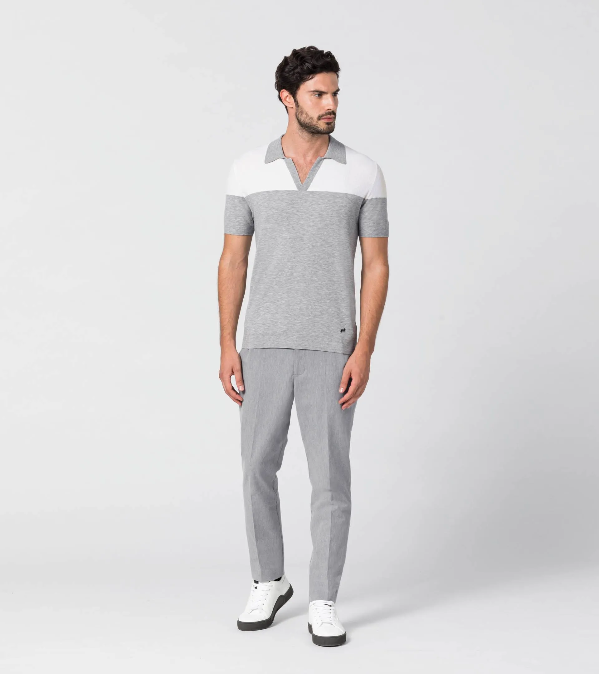 Bi-Colour Structured Knitted Polo | PORSCHE SHOP