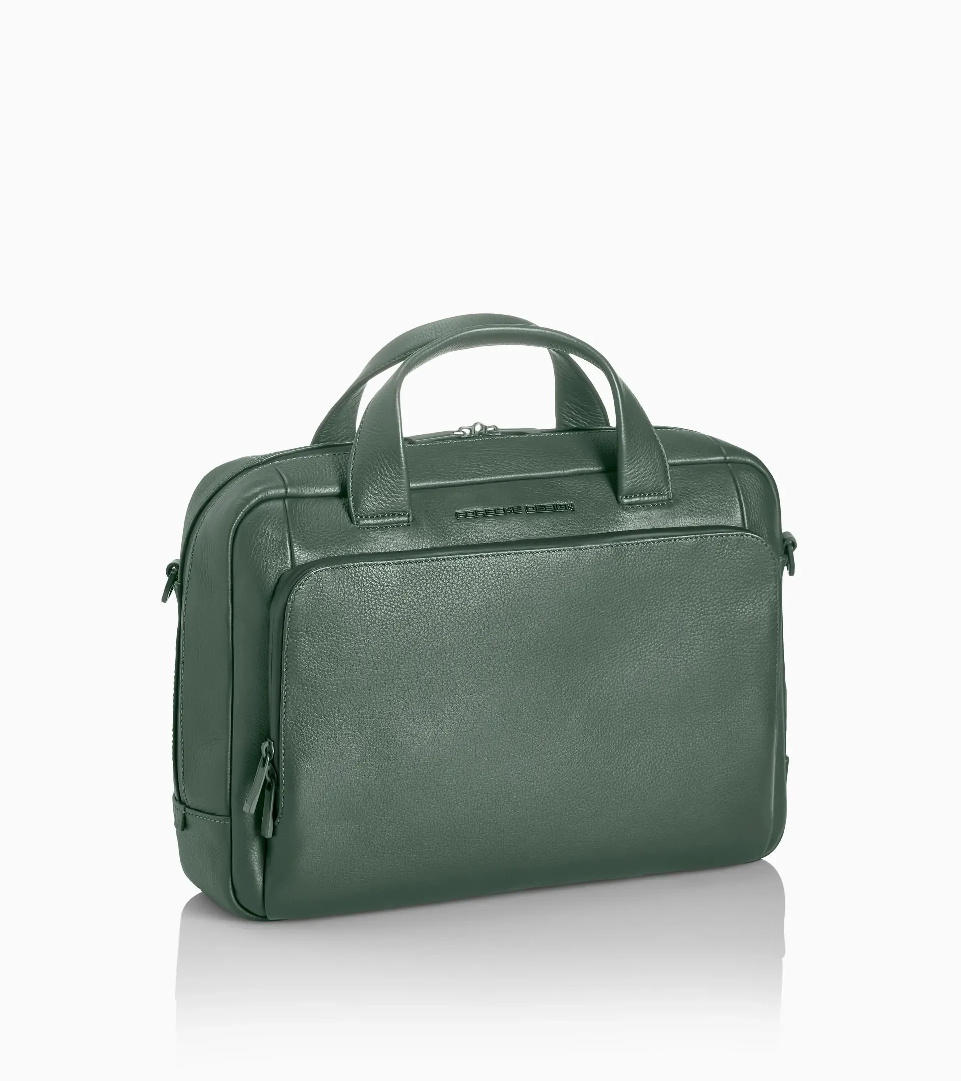 Green leather online briefcase