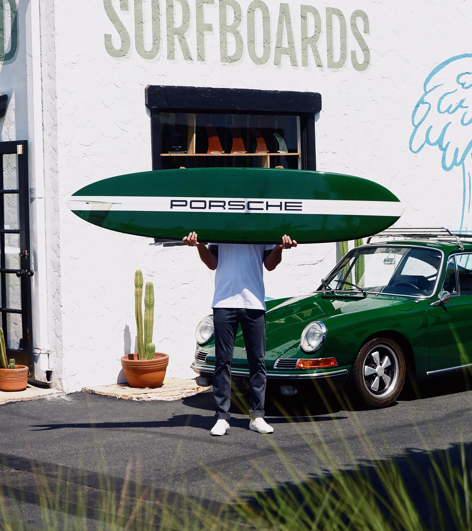 Custom-made Porsche x Almond Cash-Yew II Surfboard (7' 10")
