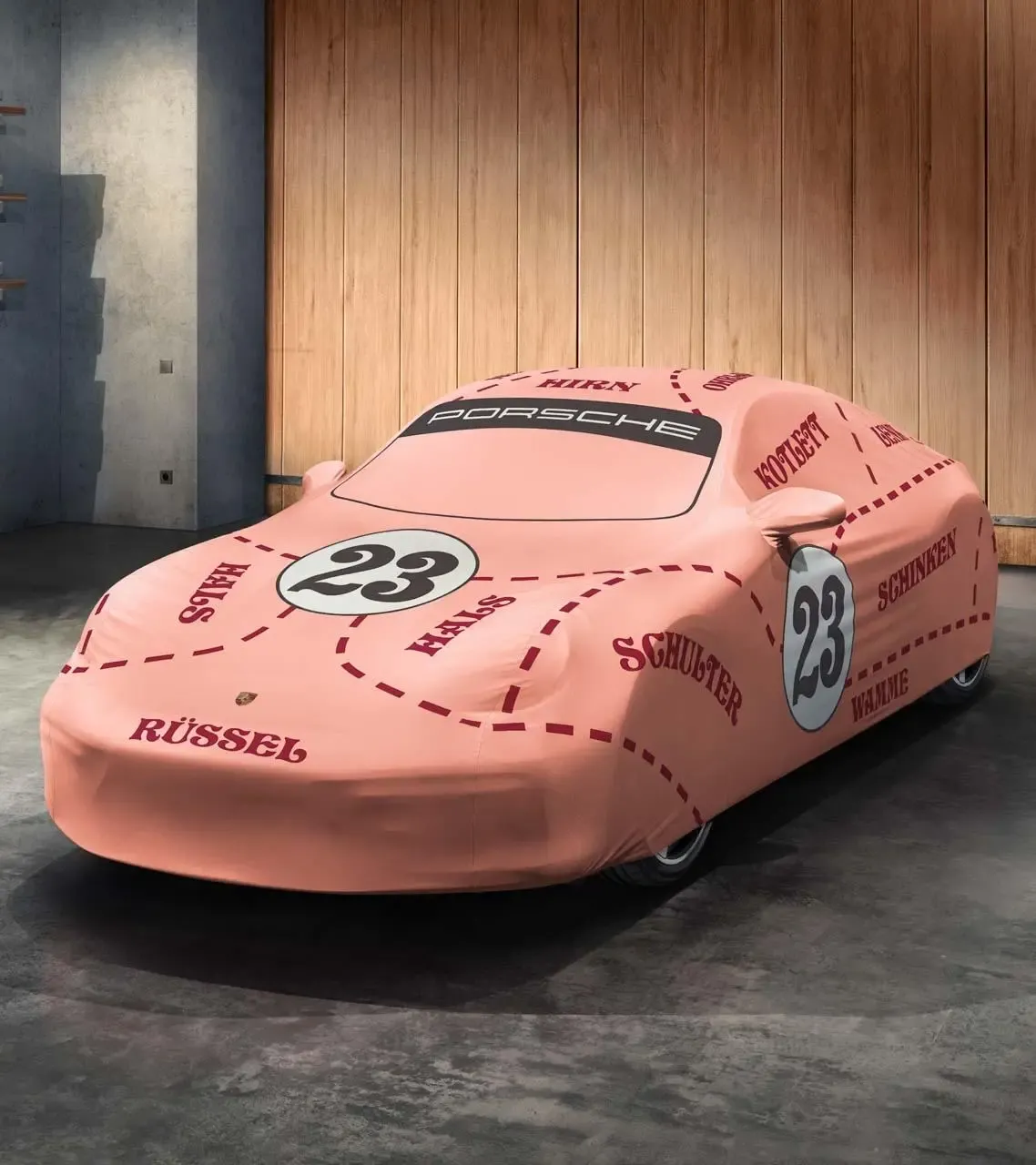 Porsche Indoor Car Cover with "Pink Pig" Design for 911 (992 Turbo)