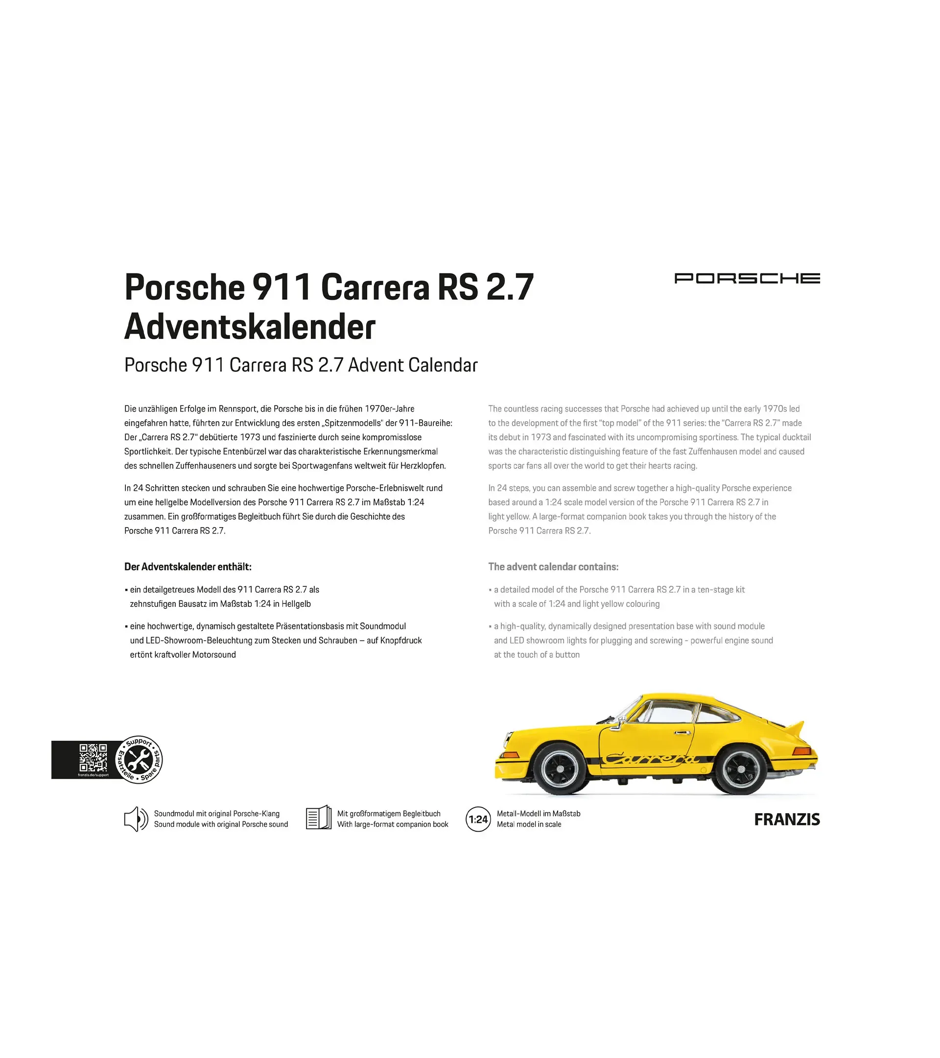 Porsche 911 Carrera RS 2.7 Advent Calendar | PORSCHE SHOP