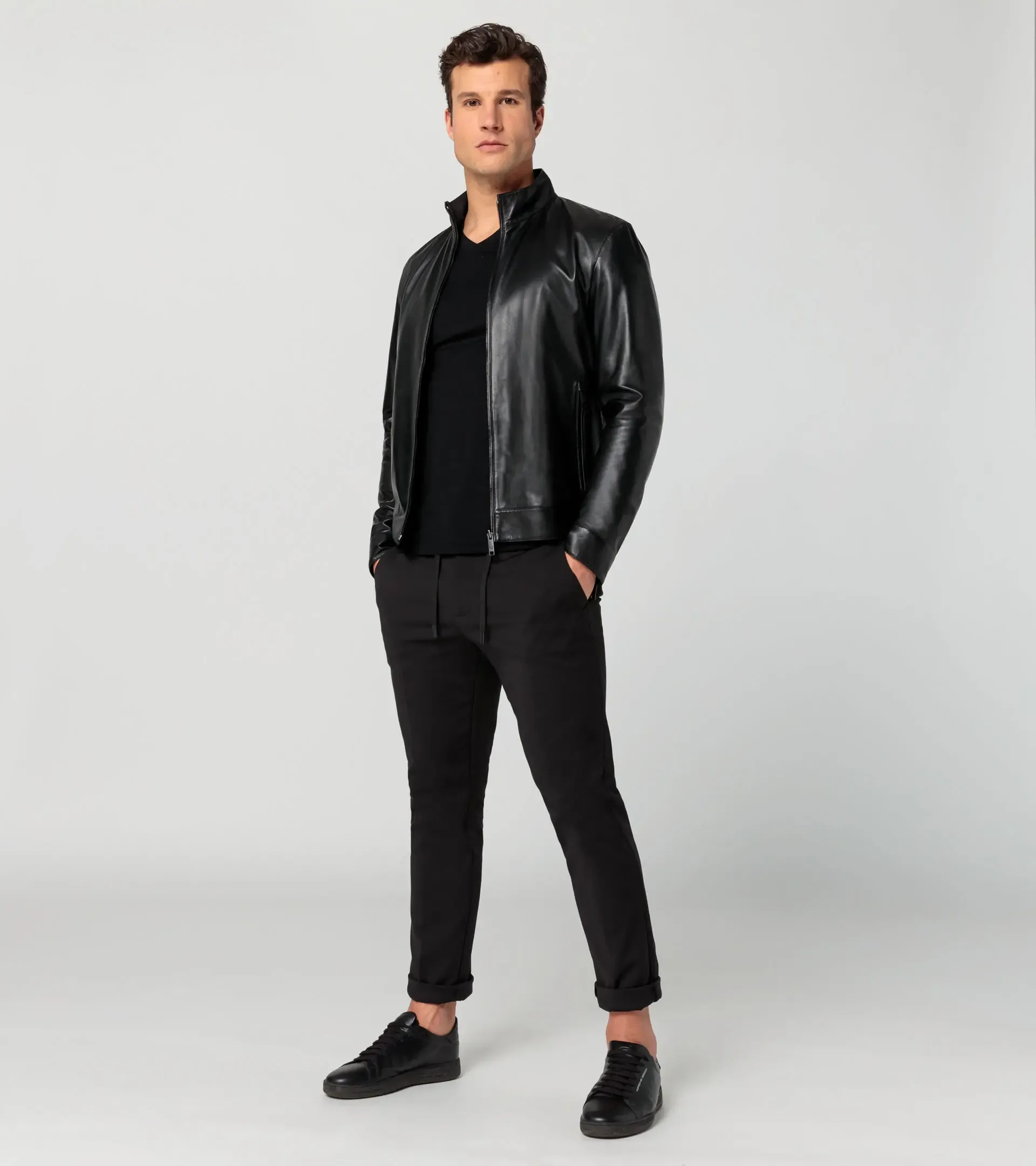 Athleisure reverse leather jacket